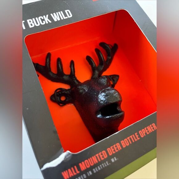 Foster & Rye Cast Iron Wall Mounted Buck Deer Beer Bottle Opener Get Buck Wild - Picture 1 of 5